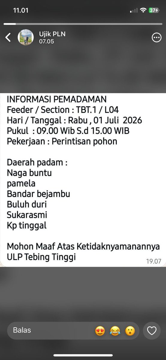 mindeullessias's tweet photo. @pln_123 min, tolong dong nih gimana kok bisa setiap minggu selalu ada pemadaman listrik di jam kerja dan hari kerja. bukan 1 jam 2 jam loh matinya. dari pagi sampe sore. pemberitahuan keluar pas hari H pagi. siapa yg pagi2 cek story wa petugas PLN pas di hari kerja?😭🙏🏻 https://t.co/pvZKBUHIvw