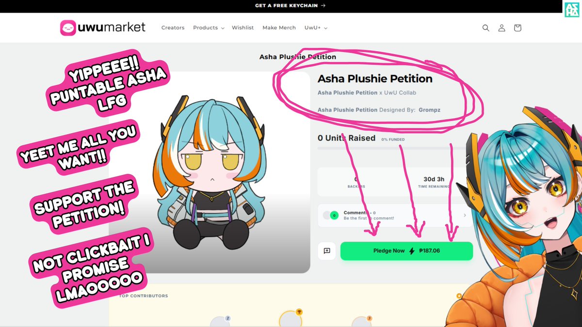 ASHA_EXE's tweet photo. 🌟ASHA PLUSHIE PETITION🌟

Surprise! I worked on a little merch petition with UWU market and will be talking more about it on stream this weekend!!

Make Puntable ASHA become a reality by clicking the link below to pledge ☆(≧▽≦)☆ 

PLS PLS TAKE ME HOME THEY PUT ME IN A ROO-- https://t.co/aJn1fYU6iR