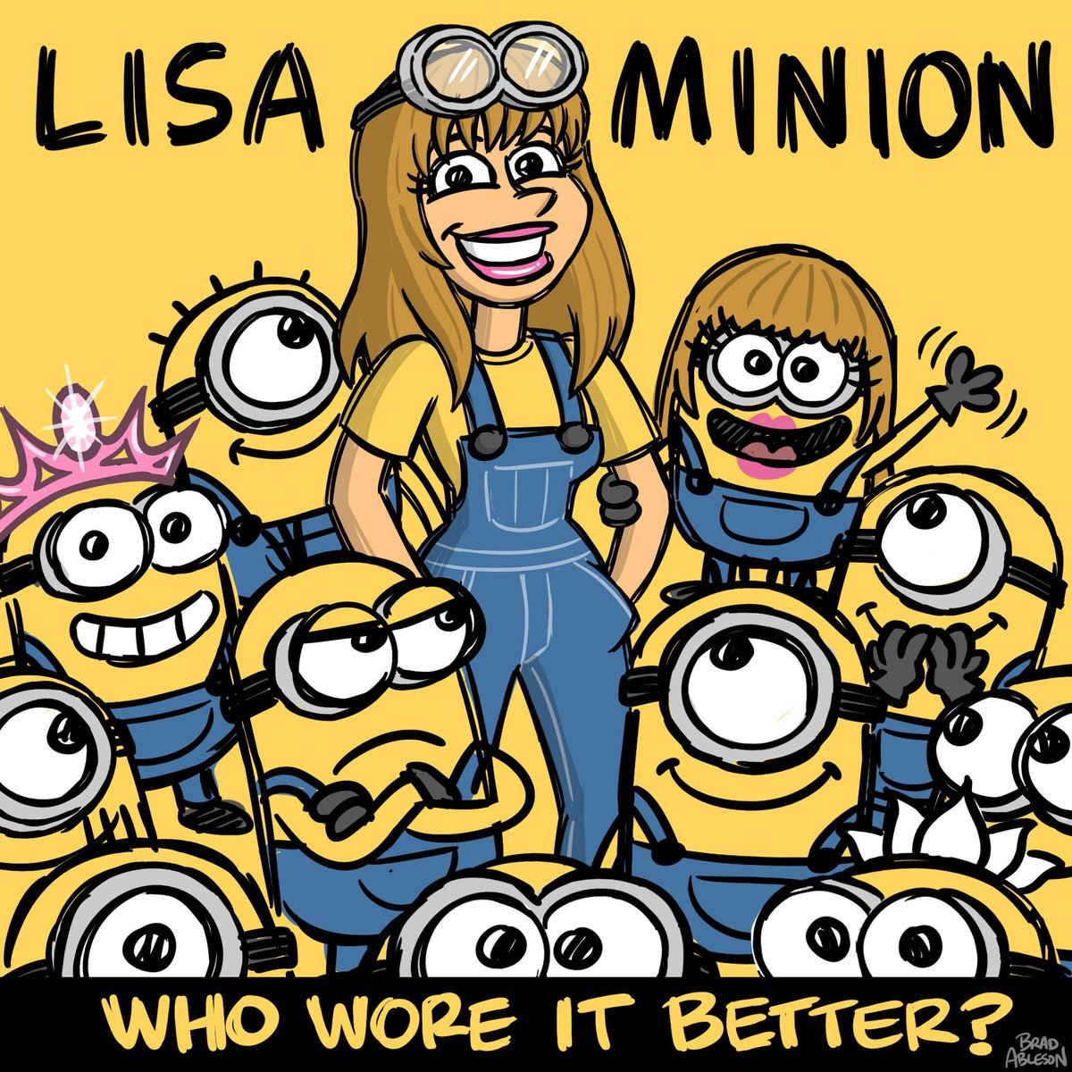 KINGTHEREALFIII's tweet photo. Can you appreciate the album crown and the White Lotus logo in the illustration that the Minions drew for Lisa? 🥹

Combining her roles as a member of BLACKPINK and an actress 😖

And she wore better https://t.co/WxOwheOkYb