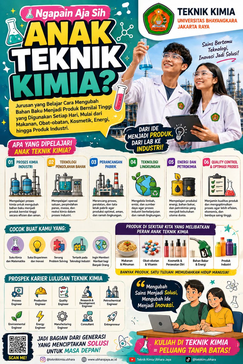 e_prasetio2003's tweet photo. ⚗️ Dari minyak bumi hingga energi terbarukan — semua bermula dari Teknik Kimia. Daftar sekarang di UBhara Jaya! #TeknikKimia #MigasID #UBHaraJaya https://t.co/qMAR10okPl