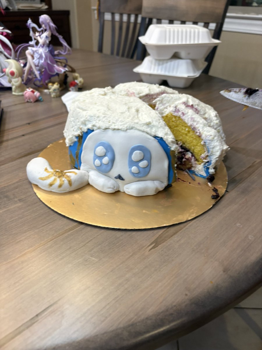 calamity_meow's tweet photo. For Phainon’s anniversary I made him an ugly ass phai catcake with ice elation colored insides. Very tasty! https://t.co/jriZYOF0J5