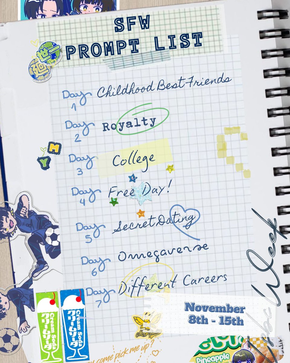 isbcweek's tweet photo. 💌 SFW PROMPT LIST 💌
#isbcweek2026 https://t.co/qA1uF1EvE7