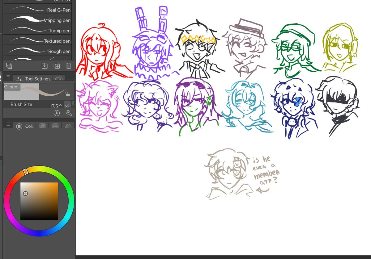 melanphoebe's tweet photo. REALLY quick sketches of strength members bc I wanted to see if I rem6the way I draw them https://t.co/X6reaQboUO