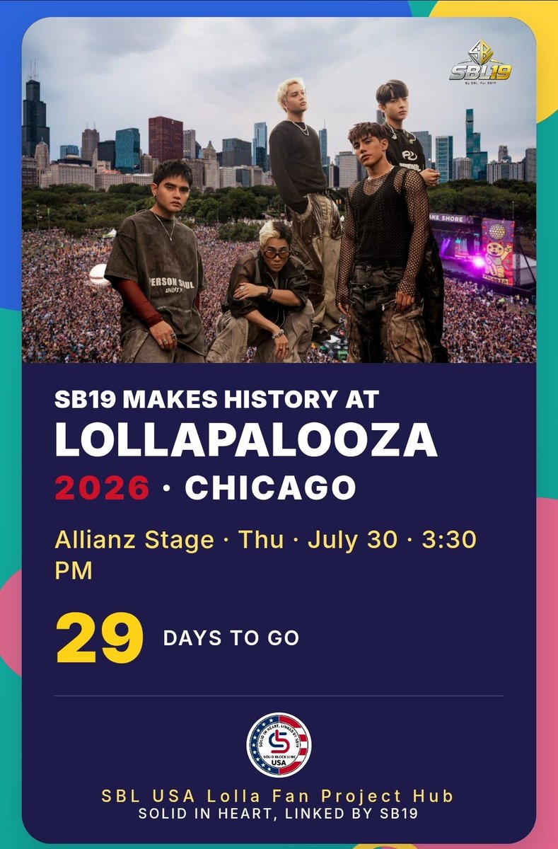 Goulden_Queen's tweet photo. If ure scanning the lineup for Lollapalooza 2026 undercard sleepers .. do urself a favor and circle #SB19.

Five artists. Five powerhouse vocalists. Self-produced music. Live vocals while executing demanding choreography. They don't just perform.. they convert casual listeners into fans.

Some of the biggest surprises at festivals come from humble stages. This year, that surprise is named @SB19Official  🔥🇵🇭