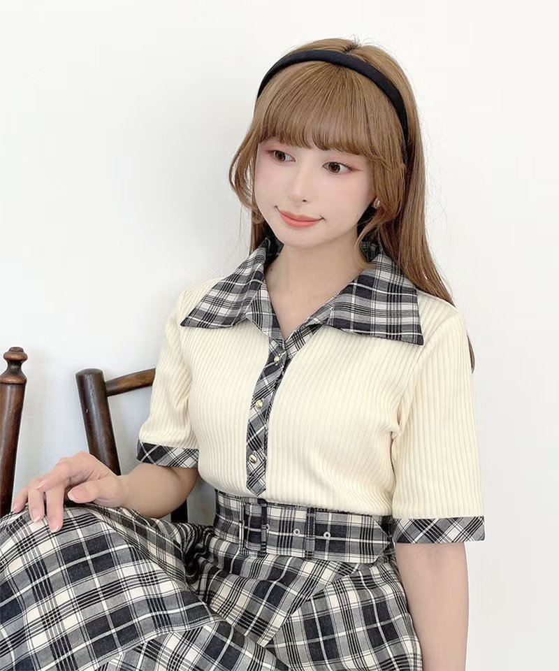 ☑︎𝑵𝒆𝒘 𝑨𝒓𝒓𝒊𝒗𝒂𝒍 大きめのオープンカラーとカフスのチェック