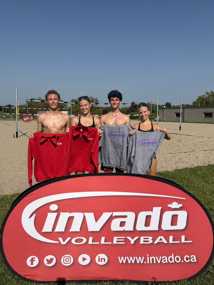InvadoVB's tweet photo. OSHAWA - They came, they sunburned, & they conquered. Huge CONGRATS to our ‼️2026 Canada Day Co-ed 4’s CHAMPS ‼️ who somehow made it through all the heat & sun & walked away with some kick-ass Invado fleece. It was our 15th annual event, but our first-ever at Kingsway College, so these winners will always have a special place in Invado history!

🇨🇦Thanks again for joining us & we’ll see you all at the next one (check out https://t.co/QXu5HjBgMy for details)!

#invadovb #canadaday2026 #beachvolleyball #oshawa #tournaments