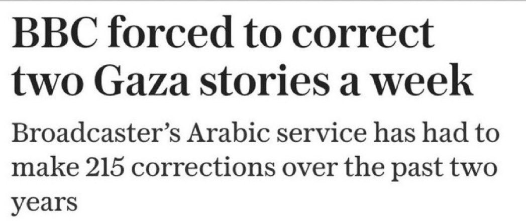ShamirIdit's tweet photo. Congratulations to @BBCArabic  on its remarkable consistency. Its journalists managed to publish stories about Gaza requiring 215 corrections in two years. Twice a week, every week, the errors somehow ran in the same direction. 

That suggests a newsroom working under very difficult conditions. Chief among them, apparently, the facts. 

At that volume the corrections column becomes the most reliable section of the service. Readers seeking accuracy are advised to start there.