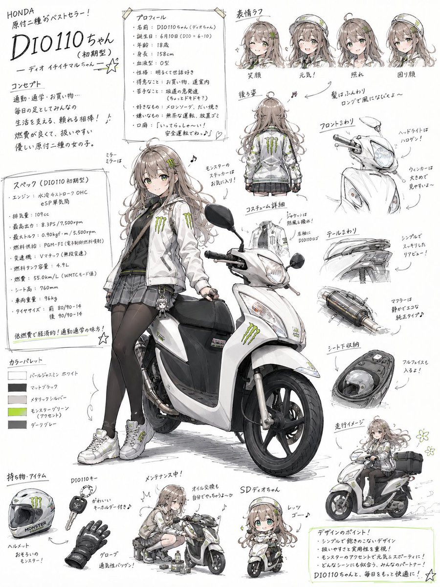 r_papa1's tweet photo. ちゃっぴーでバイク擬人化した結果がこれ。構成の指示しだいで変わるんだろうが面白いね。 #大型バイク #中型バイク #小型バイク #GSX8R #GSX250R #DIO110 https://t.co/dR94WIajOW