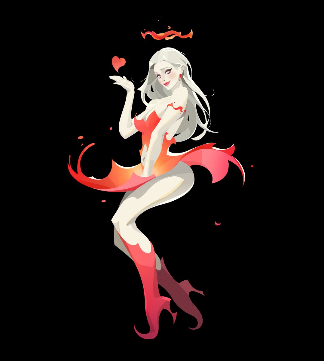 bluedot89's tweet photo. Seraphiel was the first angel character I designed for Ember &amp; Blade.

I drew inspiration from classic pin-up art and icons like Marilyn Monroe.
The goal was to capture a timeless kind of glamour and femininity. https://t.co/NLtCacOSiX