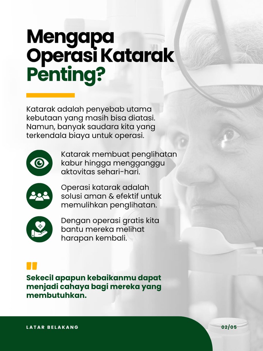 Korem074's tweet photo. Solopeduli bekerja sama dengan Korem Solo dan RST Slamet Riyadi mengajak Anda dan keluarga untuk mengikuti program Operasi Katarak Gratis. Kesempatan ini hadir untuk membantu masyarakat mendapatkan kembali penglihatan yang lebih jelas dan meningkatkan kualitas hidup. https://t.co/r8H4DZXqe1