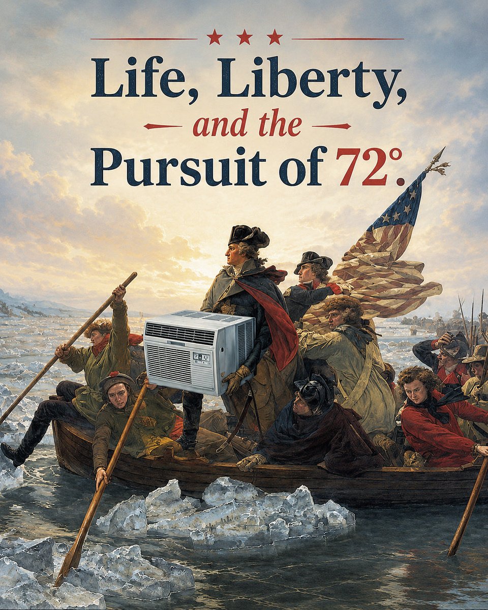 repubcoffee's tweet photo. 1776: Freedom from tyranny 
2026: Freedom from humidity 

Coffee Hot, House Cold 
#makecoffeegreatagain https://t.co/sf1sNzsVnj
