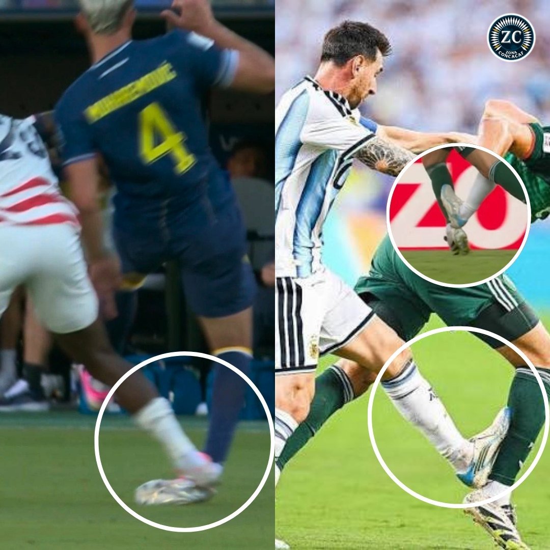 ZConcacaf's tweet photo. ¡¡QUEDARON EN EVIDENCIA!! 😳

Totalmente insólito lo que acaba de ocurrir en el duelo entre Estados Unidos vs Bosnia. El árbitro central ECHÓ a Falarin Balogun por una entrada con fuerza desmedida contra un rival. El juez central le sacó ROJA DIRECTA SIN MEDIAR PALABRAS.

Lo curioso es que Leo Messi cometió una FALTA BASTANTE SIMILAR, la jugada fue revisada en el VAR y no hubo NI TARJETA AMARILLA. Nuevamente las MIELES de la polémica salpican a Leo Messi.