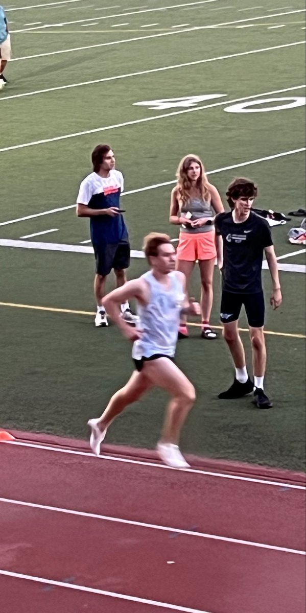 PatDaly26's tweet photo. St. Mike’s athletes present and past training hard through the summer. Ben Maiese, Matthew Kmecz ‘25, Luke Adorante ‘26 at the Canada Day Twilight meet at McMaster University. https://t.co/7IXUhEpsSY