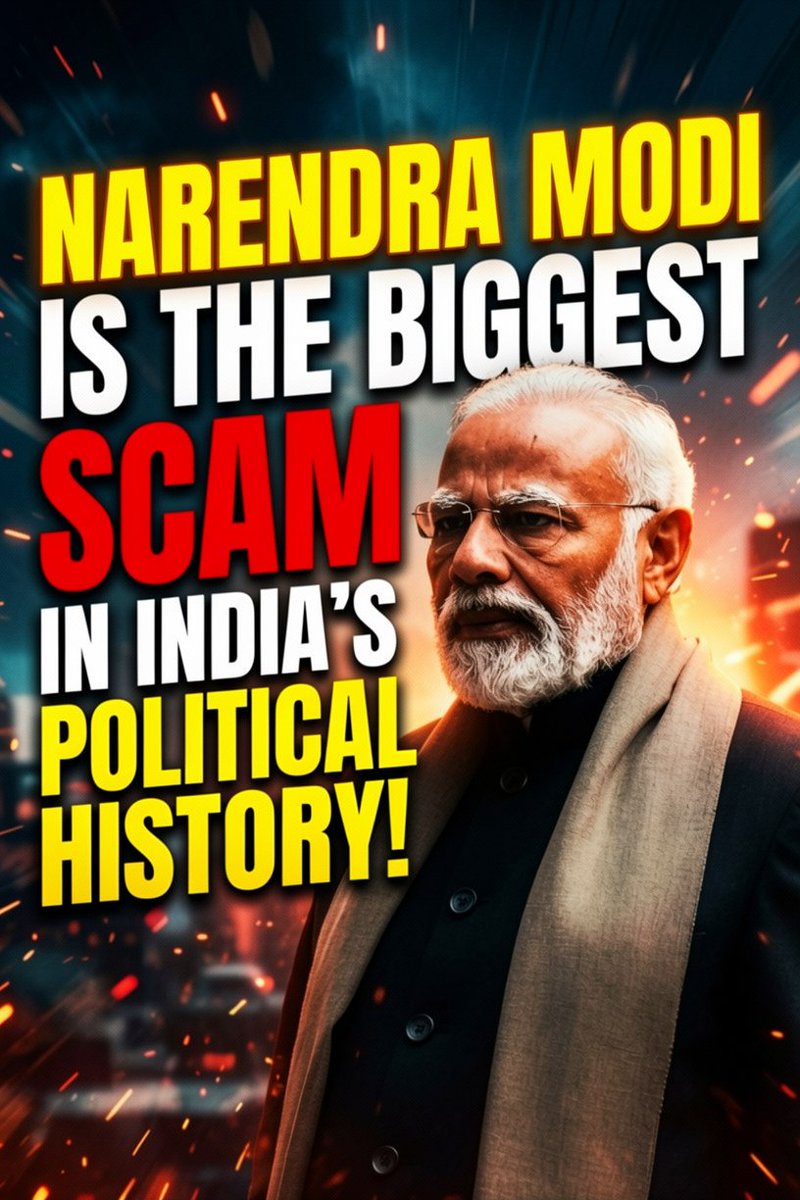 Satiricia's tweet photo. Narendra Modi is the biggest scam in India's political history. https://t.co/CIG6BIxO8I
