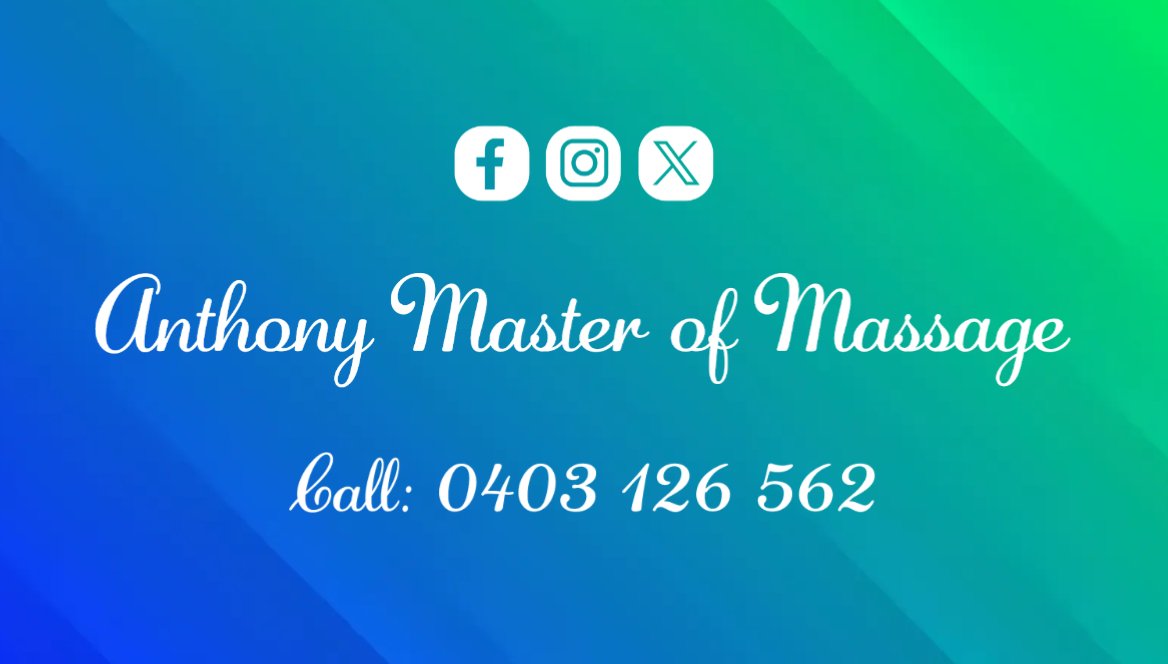 A_MasterMassage's tweet photo. Call: 0403 126 562 (Leave a message)
Website: https://t.co/odNSdfycIJ
Social Media: FB. Insta. X.

#Massage #MassageTherapist #BookInNow #Appointment #NewDay #HealthAndWellbeing #FeelGood #Health #Body #Happy #HealthyLifestyle #StayHealthy #HealthIsWealth #TakeCare #SelfCare https://t.co/jBwgiQ8aXq