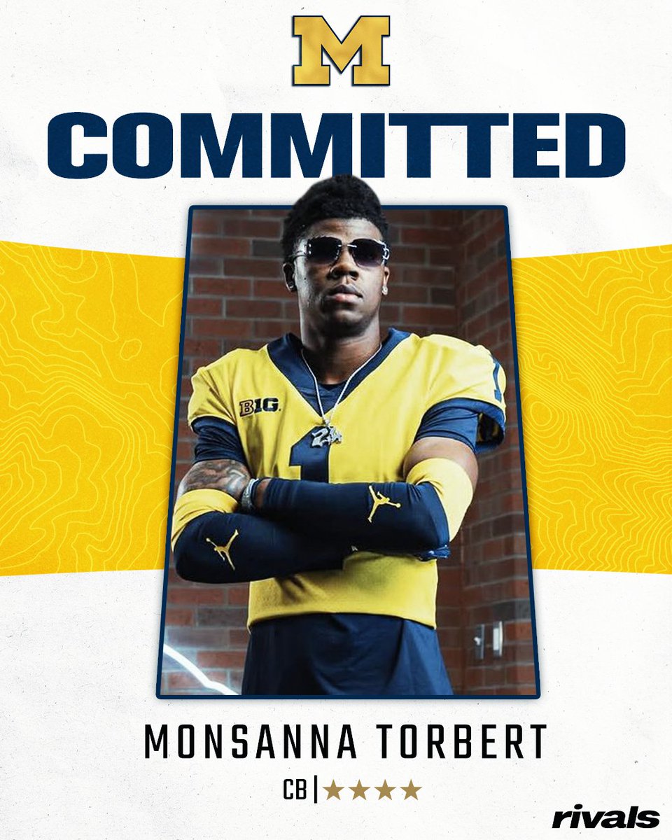 TheWolverineOn3's tweet photo. BREAKING: Elite Top 100 CB Monsanna Torbert committed to Michigan!! 🔥🔥🔥🔥

He picked the Wolverines over Ohio State!

Details: https://t.co/mpylyeop8i https://t.co/WFOIL14ql5