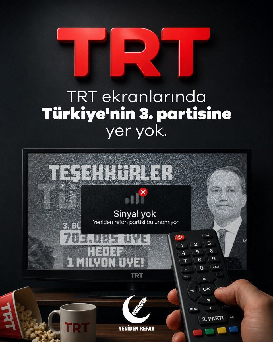 refah_bart's tweet photo. #YenidenRefah Siz #YenidenRefah’ı ekranlarınızda karartsanız da biz milletimizin bağrında parlamaya, hakikatleri haykırmaya ve 1 milyon üye hedefimize kararlılıkla yürümeye devam edeceğiz!
@trt @trthaber https://t.co/S5pSGN6aja