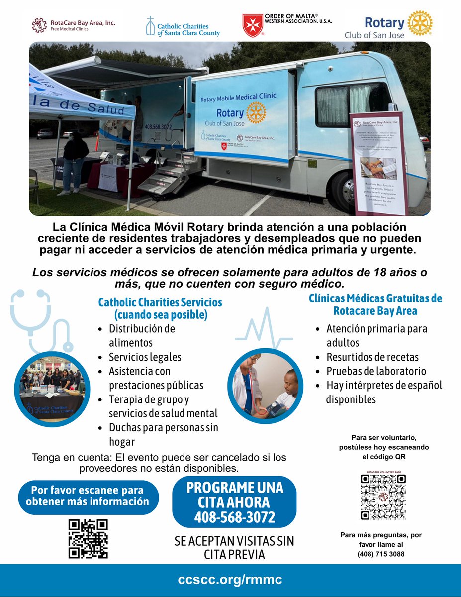 CatholicCharSCC's tweet photo. Do you need medical care but don’t have insurance?
The Rotary Mobile Medical Clinic proudly provides FREE medical services to individuals and families in need.
Check our schedule and upcoming clinics: 👉 https://t.co/Uy3GINeJQZ
#FreeMedical… https://t.co/cD5GHd0apz