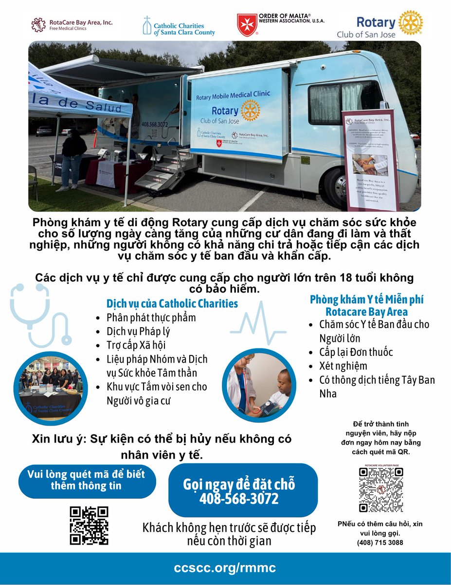 CatholicCharSCC's tweet photo. Do you need medical care but don’t have insurance?
The Rotary Mobile Medical Clinic proudly provides FREE medical services to individuals and families in need.
Check our schedule and upcoming clinics: 👉 https://t.co/Uy3GINeJQZ
#FreeMedical… https://t.co/cD5GHd0apz