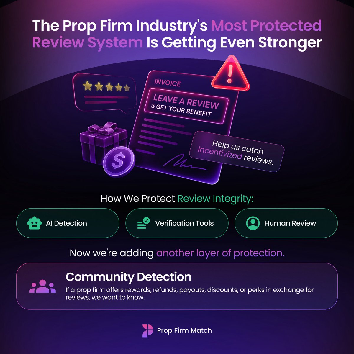 PFMPak's tweet photo. 1/ 

Prop firm industry ka sab se mazboot review system ab aur bhi behtar ban raha hai.

Agar koi prop firm reviews kay badlay rewards, refunds, payouts ya koi aur perks offer kar rahi hai, humein zaroor batayein.

🧵 Thread padhein, review integrity ko behtar banane mein madad karein aur rewards hasil karein.