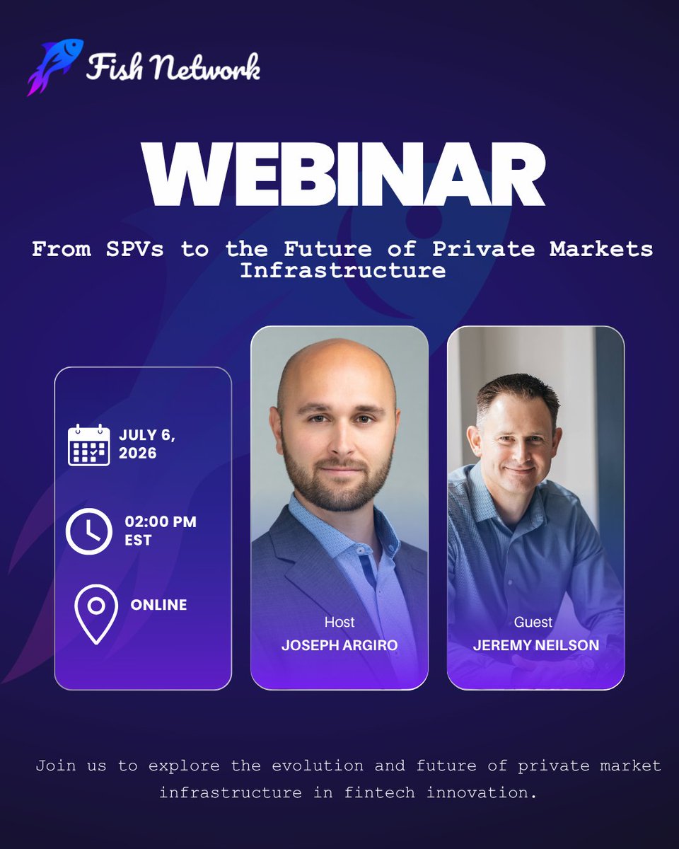 hamayl007's tweet photo. ⏳ This Monday. One hour. Live.

An honest conversation about trust, continuity, and governance in private markets the stuff nobody talks about until it breaks.

No slides-pitch. Just straight talk + your questions answered live.

📅 July 6 · 2:00–3:00 PM
Grab your spot before it fills 👉https://t.co/ojtn5nFuos