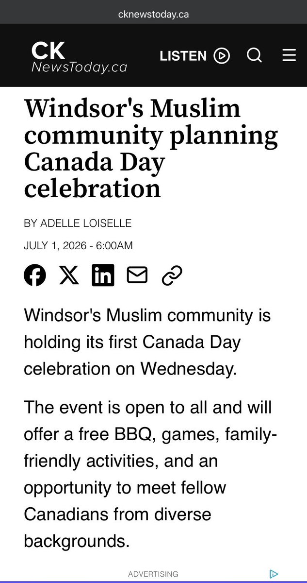 AMJBaitulEhsan's tweet photo. Thank you @cknewstoday for featuring our first Canada Day celebration. We truly appreciate the support!

https://t.co/xFWRjsuaVd

#CanadDay2026 #BaitulEhsan https://t.co/I0yzsdvLgk