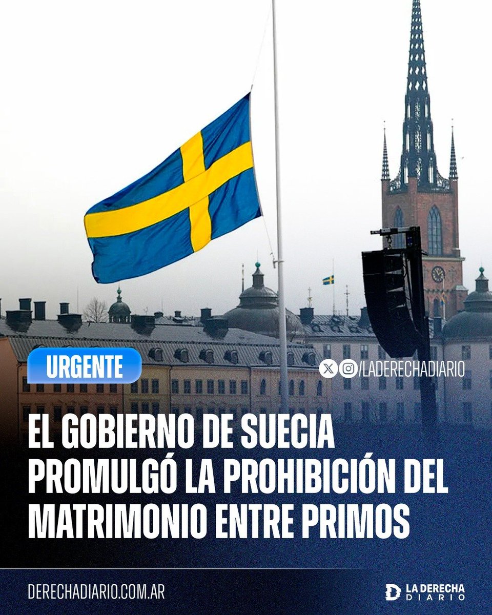 laderechadiario's tweet photo. 🚨🇸🇪☪️ | SENTIDO COMÚN: El Gobierno de Suecia promulgó este miércoles la prohibición del matrimonio entre primos aprobada por el Parlamento en mayo, una ley que extiende la restricción a otras uniones entre parientes cercanos y desconoce los vínculos contraídos en el extranjero, en rechazo a la degenerada cultura islámica que invadió el país con sus aberrantes costumbres.