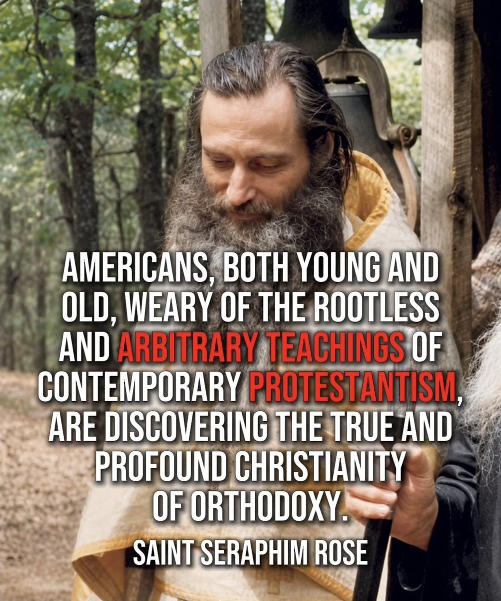 orthodox_33ad's tweet photo. Americans, both young and old, weary of the rootless and arbitrary teachings of contemporary Protestantism, are discovering the true and profound Christianity of Orthodoxy.

— Saint Seraphim Rose https://t.co/OEl4q8tdRr