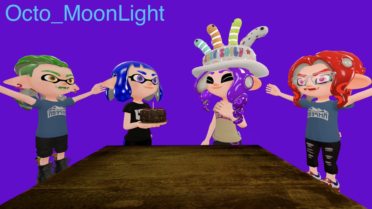 Octo_MoonLight's tweet photo. Today is my ocs Chloe’s birthday she’s now 23 years old featuring my oc’s Chris, Maria and Tom #Splatoon3 #splatoonocs #SplatoonSFM https://t.co/cRuu6yT1Ux