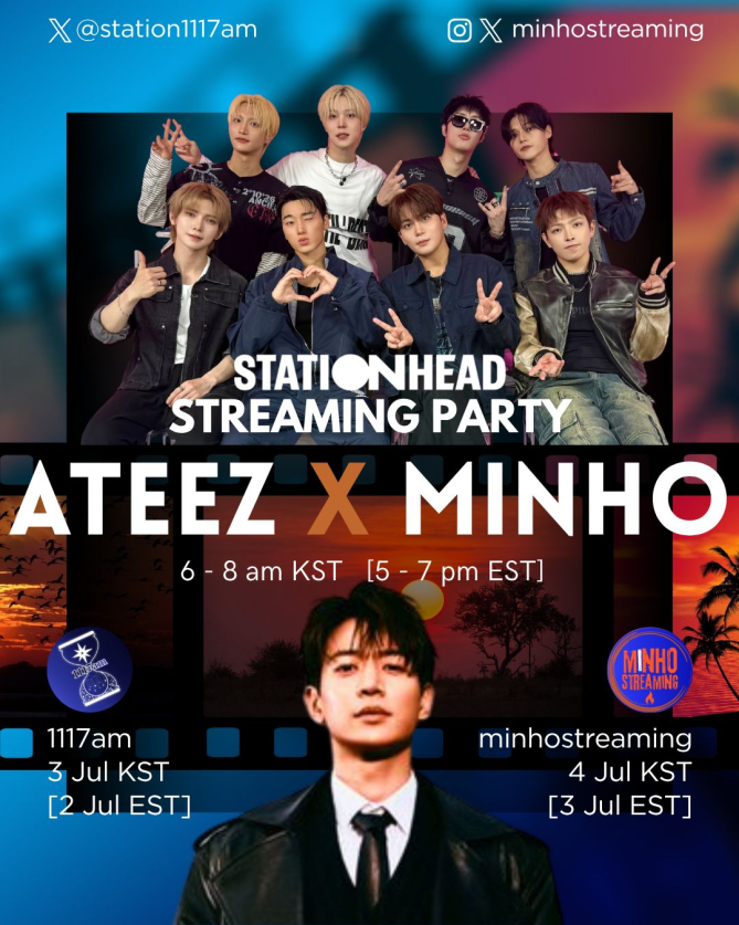 station1117am's tweet photo. <ATEEZ x MINHO> Stationhead collab! 

Look forward to our upcoming streaming collab with @MinhoStreaming 🔥

@1117am 3 July 6-8am KST | 2 July 5-7pm EST
@minhostreaming 4 July 6-8am KST | 3 July 5-7pm EST https://t.co/ZSES8gCpCt