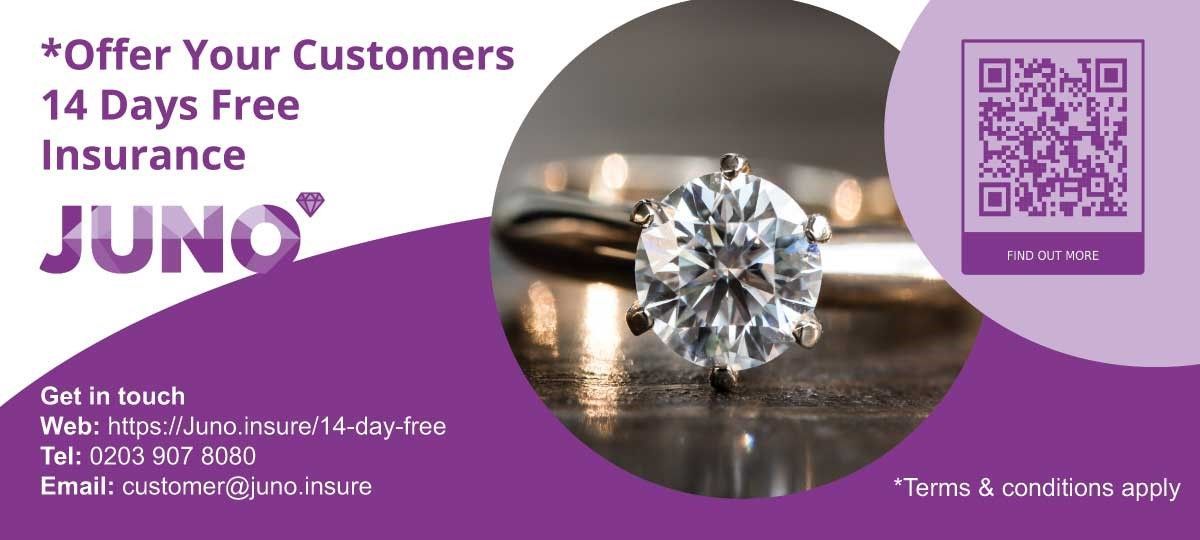 junoinsure's tweet photo. 🛡️ 💍 Retailers, stand out from the crowd! Offer 14 Days' Free Jewellery Insurance to your customers. It's a small gesture that makes a big difference in their shopping experience. Scan the QR Code or use the unique link in-store! Visit https://t.co/wxI4eLEvF0 #PeaceOfMind https://t.co/A1YgUJ20rz