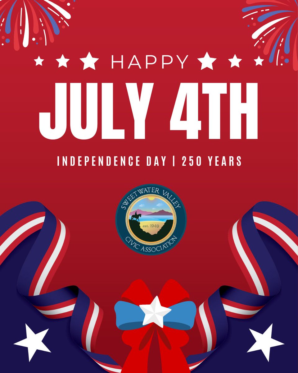 sweetwatervca's tweet photo. 🇺🇸 #Happy4thOfJuly

Together, we celebrate not only our nation's remarkable history but also the bright future we're building for generations to come. Wishing you a joyful, safe, and unforgettable Fourth of July as we proudly celebrate America's 250th year! ❤️🤍💙 https://t.co/Ae5N9kTEwq
