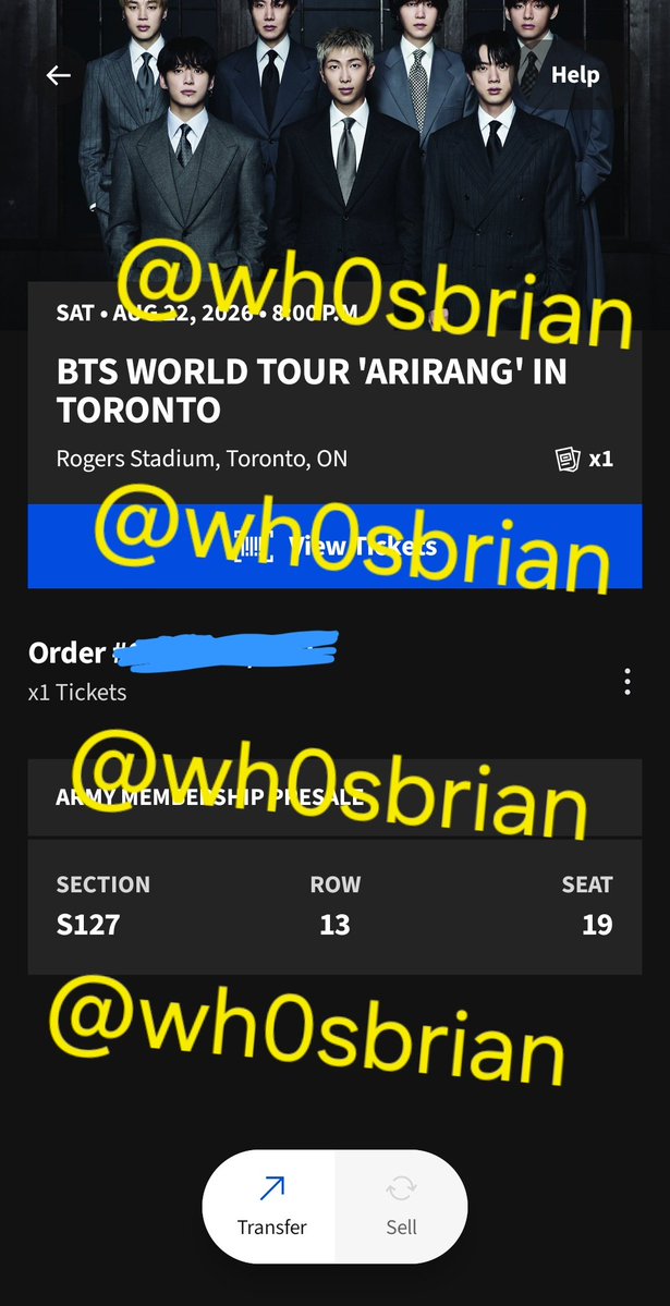 wh0sbrian's tweet photo. WTS 1x ticket for BTS in Toronto D1 Aug 22nd
Section South 127
Row 13
Seat 19
$595 CAD (this is above FV as i bought resale! willing to negotiate)

Willing to facetime or meetup in Peel/Halton region for transfer! Pls dm if interested or if you have any questions 🙂 https://t.co/UFQRJ0KtYd