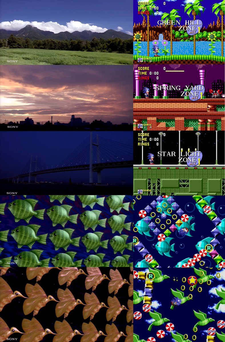 satamre's tweet photo. That time I discovered Sonic the Hedgehog's visuals are partially based on Sony's "Infinite Escher" and "Metamorphosis" https://t.co/HlGyvIaEgC