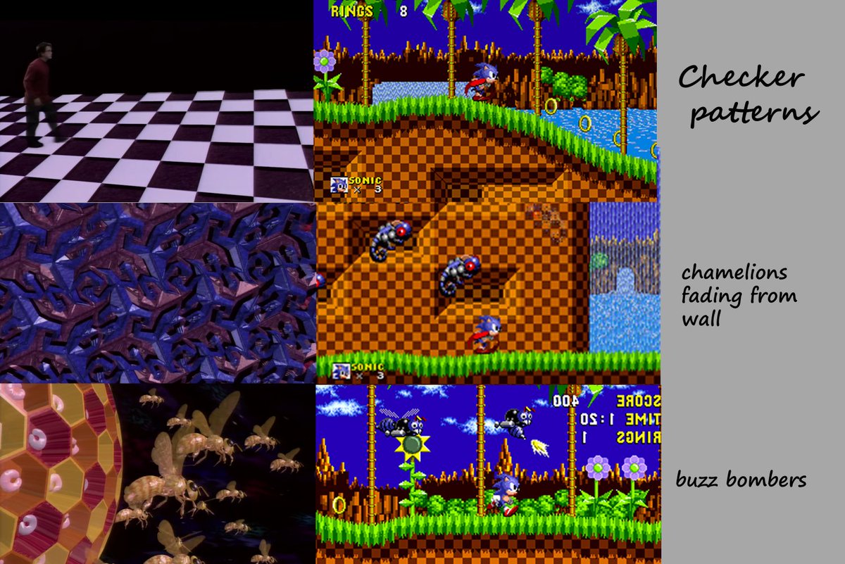 satamre's tweet photo. That time I discovered Sonic the Hedgehog's visuals are partially based on Sony's "Infinite Escher" and "Metamorphosis" https://t.co/HlGyvIaEgC