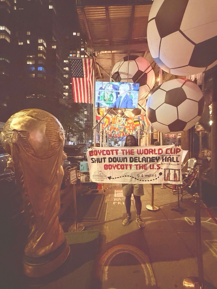 Blacks4Peace's tweet photo. The World Cup Final is 9.4 miles away from Delaney Hall. A privately owned detention center in Newark, NJ that profits from detaining the very people the World Cup claims to honor. #BoycottTheWorldCup #BoycottTheUS @ProjectPCHR https://t.co/UhFjvZaqbO