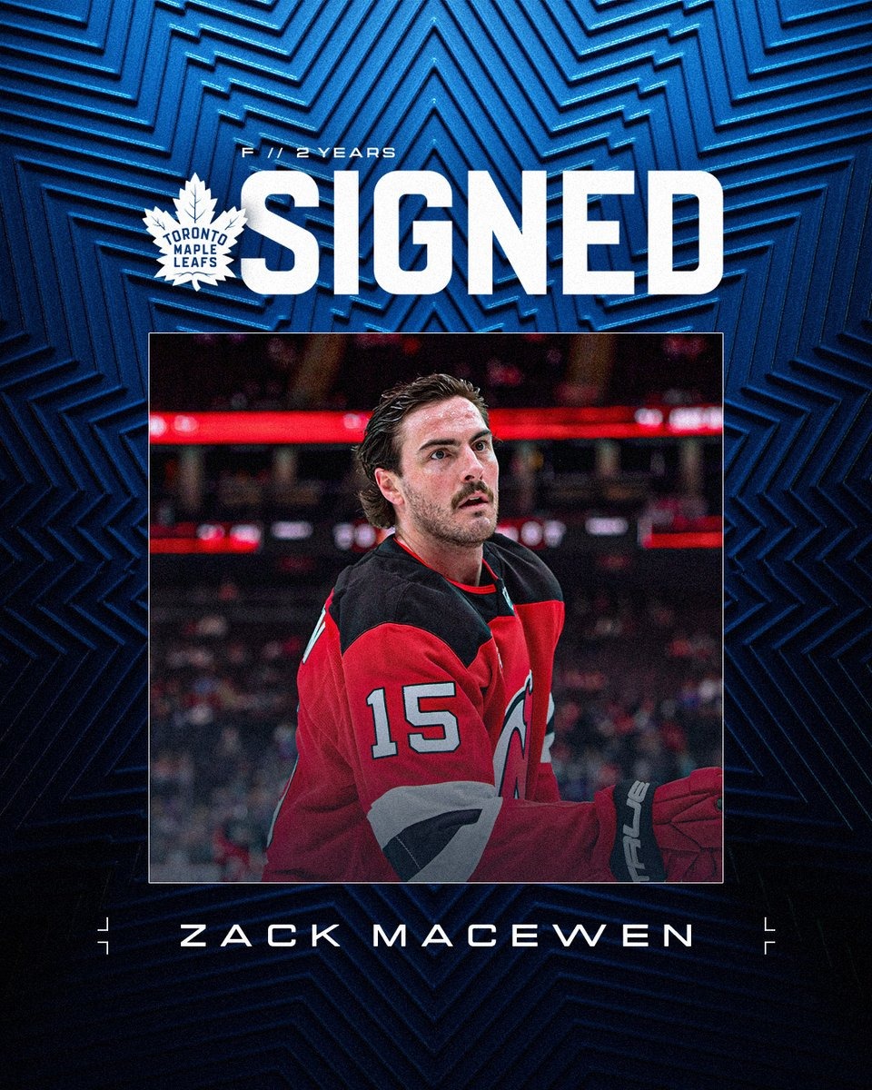 MapleLeafs's tweet photo. 🖊️  We’ve signed forward Zack MacEwen to a two-year contract