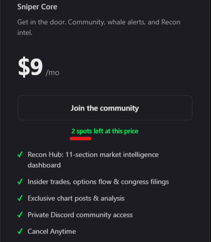 JesseOlson's tweet photo. Two spots remain at this price. https://t.co/abEUn27kjy
