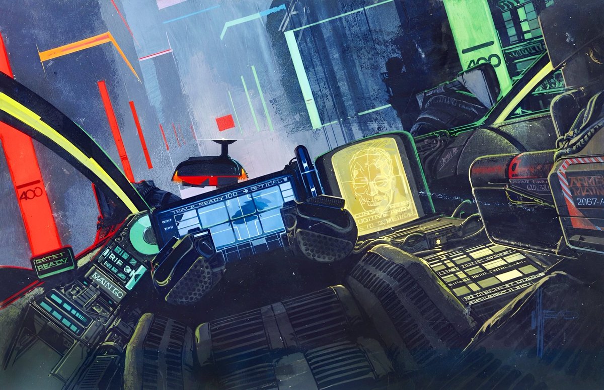 RetroReminiscer's tweet photo. More original concept artwork created by Syd Mead for the 1982 film, BLADE RUNNER. https://t.co/MMfv5J5gGw