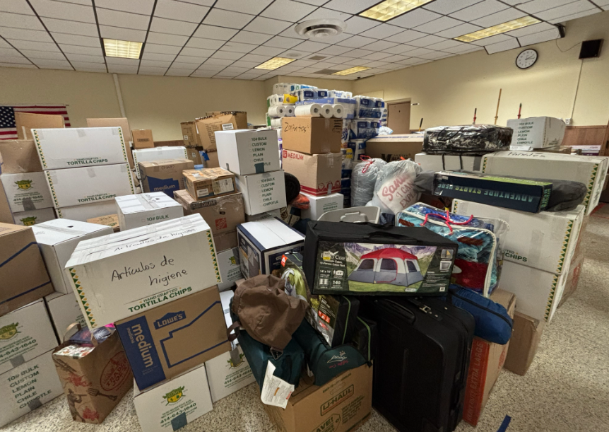 AdamRobertsMKE's tweet photo. Hundreds of boxes filled with food, clothing, and other supplies will soon be sent from Milwaukee's Blessed Sacrament Catholic Church to Venezuela, where recovery continues following devastating earthquakes last week.

Donations will still be accepted through Friday.

@620wtmj https://t.co/mdKZjte4MQ