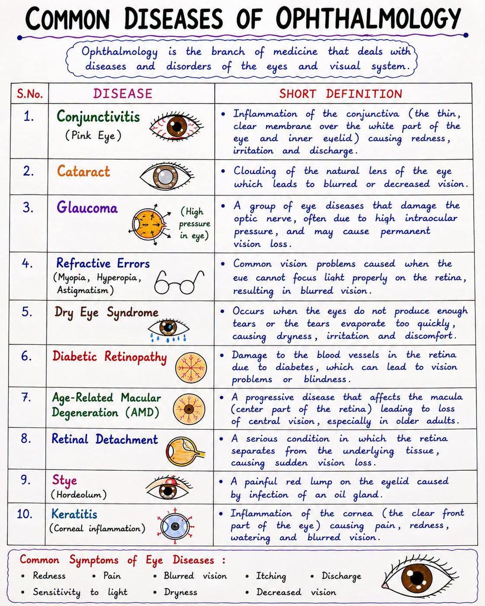 FutureRN_2028's tweet photo. Common diseases in opthalmology. https://t.co/ktVKUKGSRi