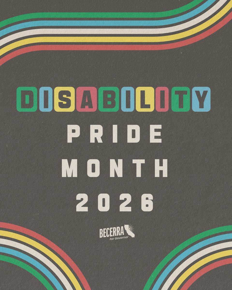 XavierBecerra's tweet photo. Disability Pride Month is a reminder that every Californian deserves the freedom to live, work, learn, and thrive without barriers.

As governor, I'll fight to expand opportunity, protect civil rights, and build a California where accessibility, inclusion, and independence aren't afterthoughts - they're priorities.