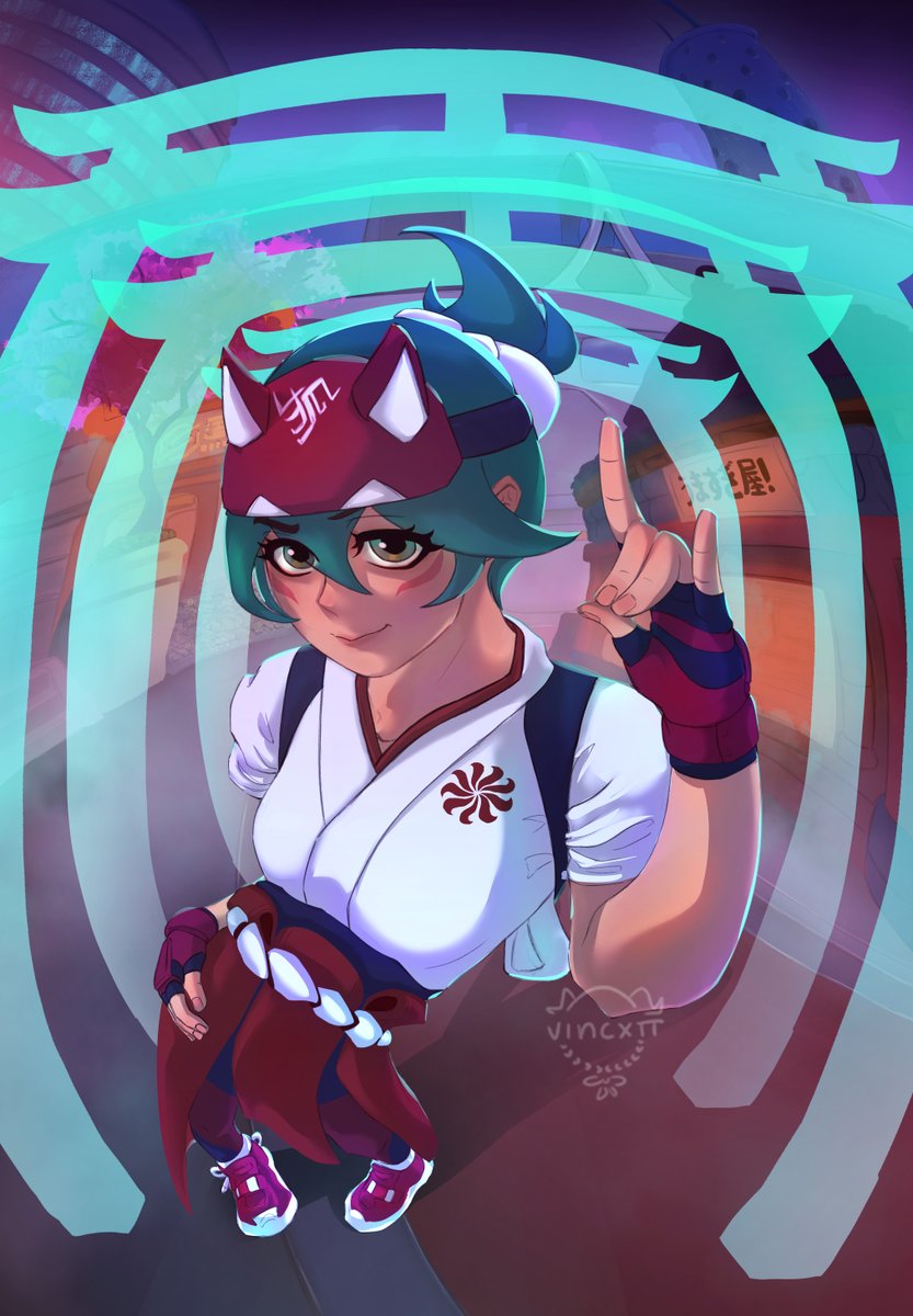 vincxtt's tweet photo. My submission for ow community fanart! 
Happy 10th anniversary overwatch!! I had to draw my problematic diva since she's my main

#kiriko #overwatch #fanartㅤㅤㅤㅤ https://t.co/oBTREdpXDd