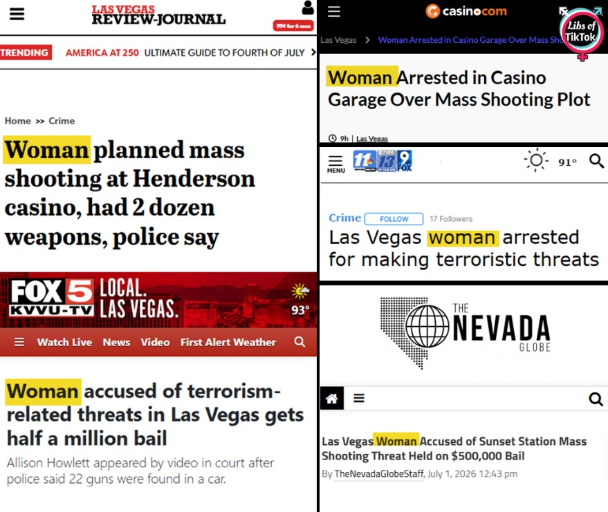 libsoftiktok's tweet photo. NEW MEDIA HOAX

This "woman" who allegedly planned a mass shooting in Las Vegas is a MAN.

The fake news media is covering up the truth of TRANS VIOLENCE once again.

You don't hate the media enough https://t.co/lCRICjXTh2