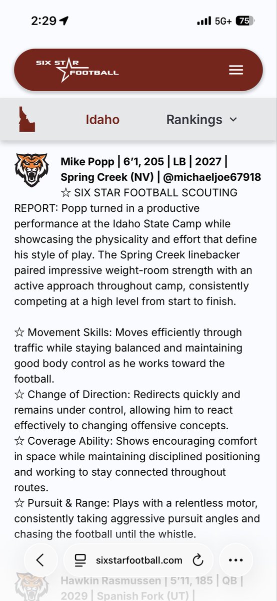 Mike_Popp84's tweet photo. Huge thank you to @sixstarfootball for the write up following the Idaho State Football Camp @BengalGridiron‼️
@CoachRandall_  @gnduff @CodyHawkins @CoachWestUMW @CoachJewell https://t.co/5i8SQcb7bf