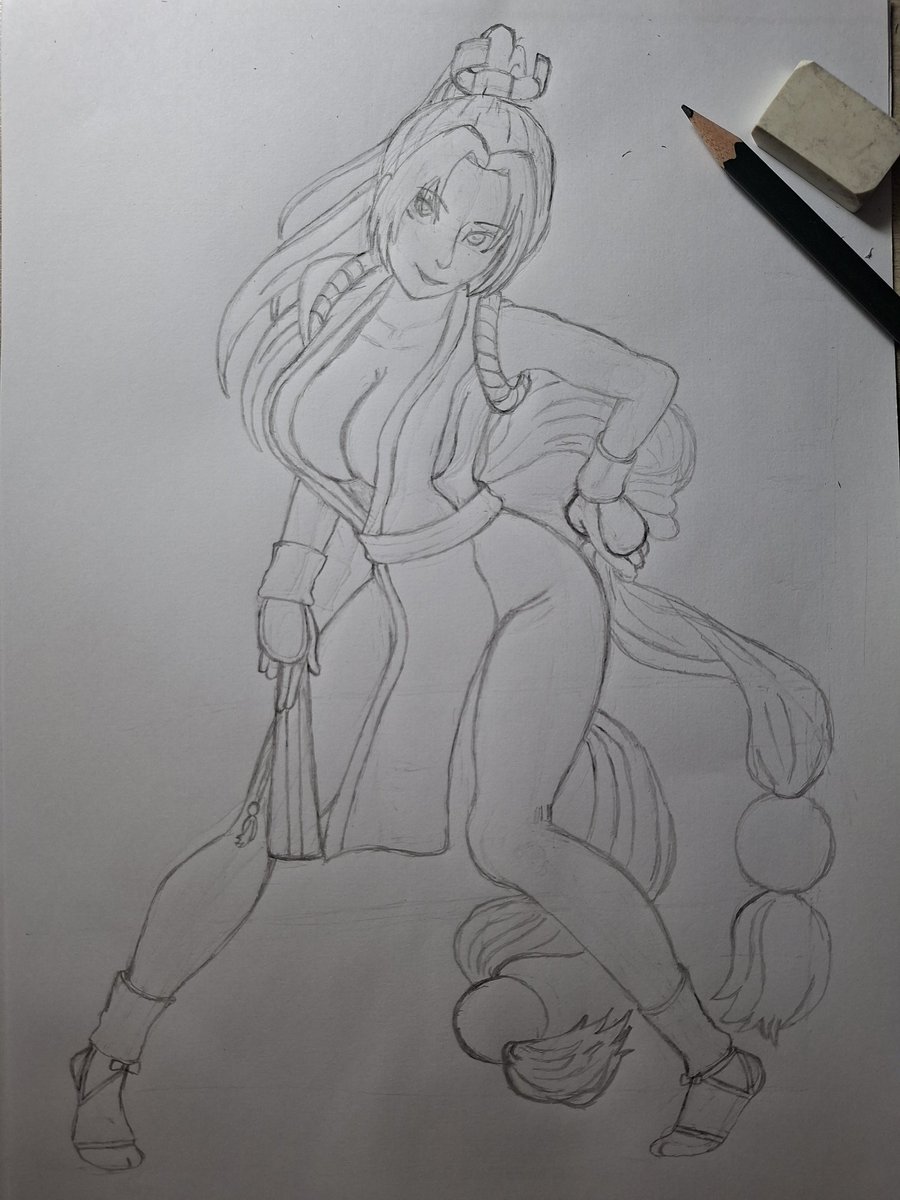 ZyroPencil's tweet photo. One more pratice sketch! This time I have drawn Mai Shiranui using her EX Bishoujo Statue as reference. Hope you all like it. If you want to see it painted comment, so that I may try to do it. https://t.co/qoa0vQbATl