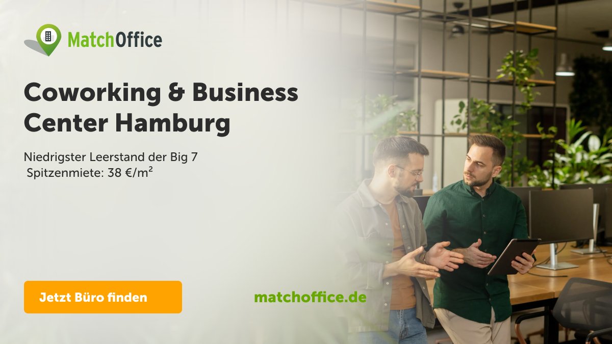 Matchoffice_de_'s tweet photo. 🌊 Hamburg 2026 — stabiler Büromarkt, flexible Lösungen

Niedrigster Leerstand unter den Big 7 • Spitzenmiete €38/m²

📍 HafenCity · Innenstadt · Altona · Bahrenfeld

Coworking Spaces &amp; Business Center für jede Unternehmensgröße — alle auf https://t.co/5lC8b74KPv 🏢 https://t.co/Tjixd0mv2p