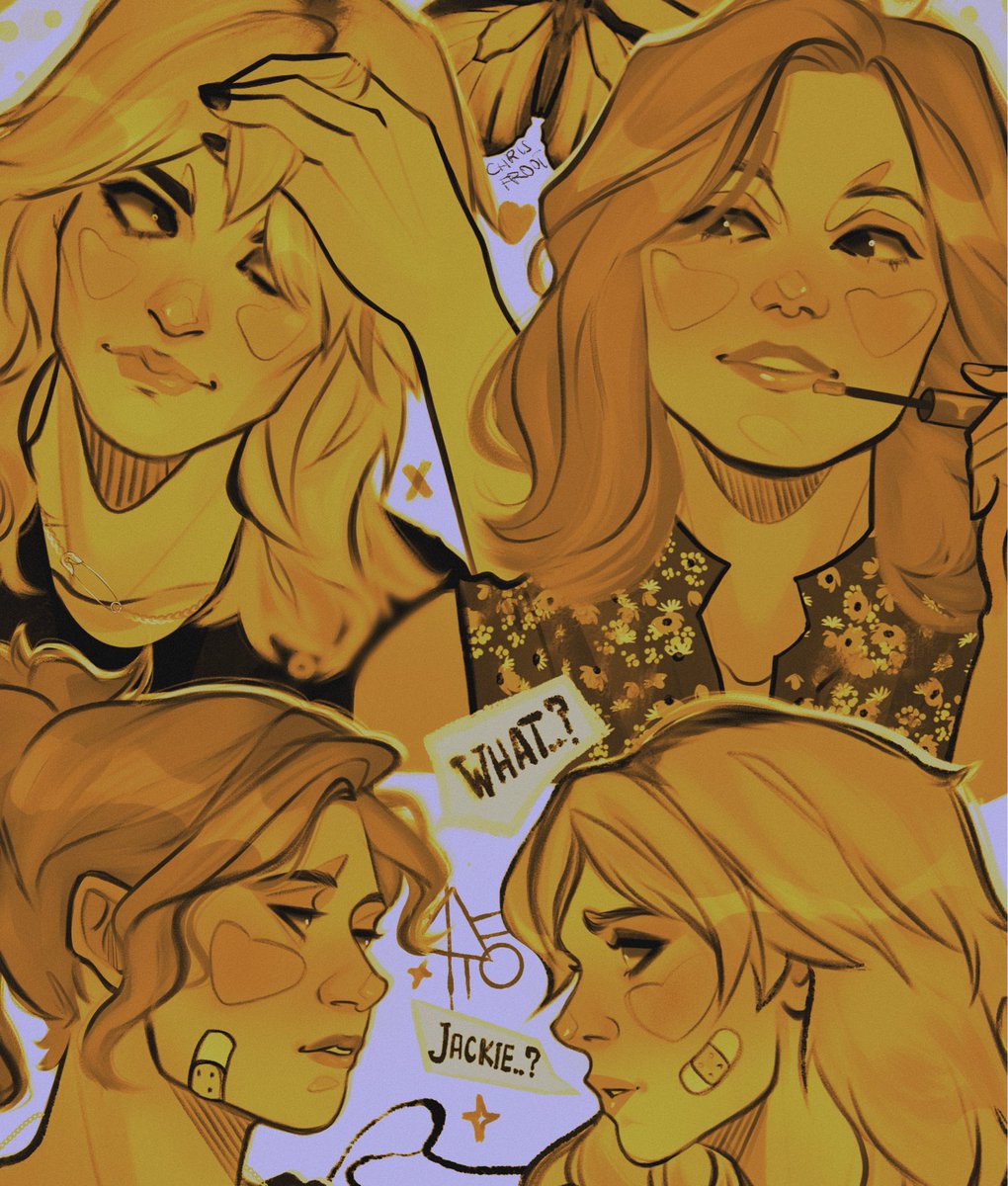 chrisfrootart's tweet photo. JACKIENAT | poster version 
🐝🌼✨

#jackienat #yellowjackets #jackietaylor #nataliescatorccio #wlw #fanart https://t.co/leIZzdajNI