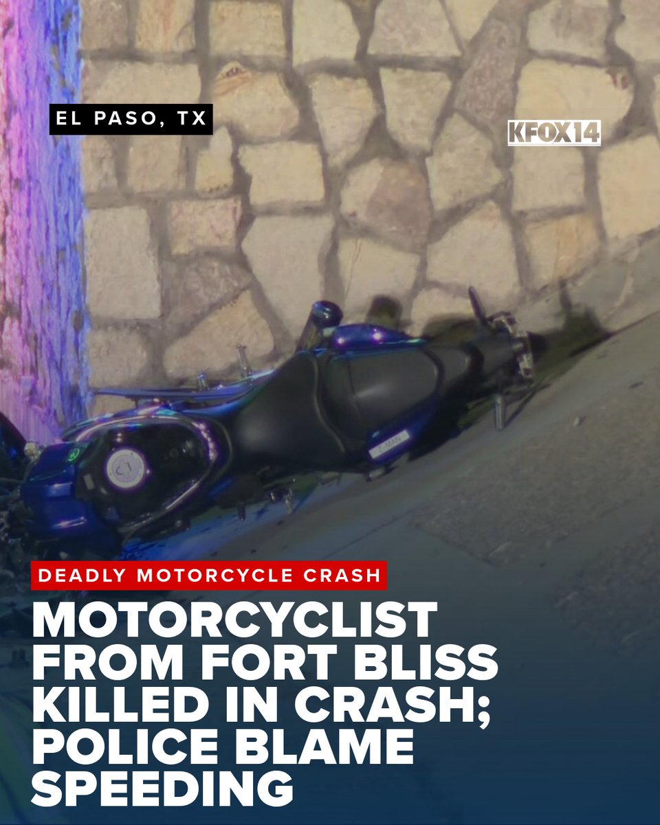 KFOX14's tweet photo. JUST IN 🚨  Police said 21-year-old resident from Fort Bliss, Steven Zamora, died Wednesday-- shortly after midnight-- when he crashed his motorcycle into a wall on the 1600 block of Airway Blvd (near the airport). https://t.co/qsopYdfXp6 https://t.co/0Y0pRohvGO