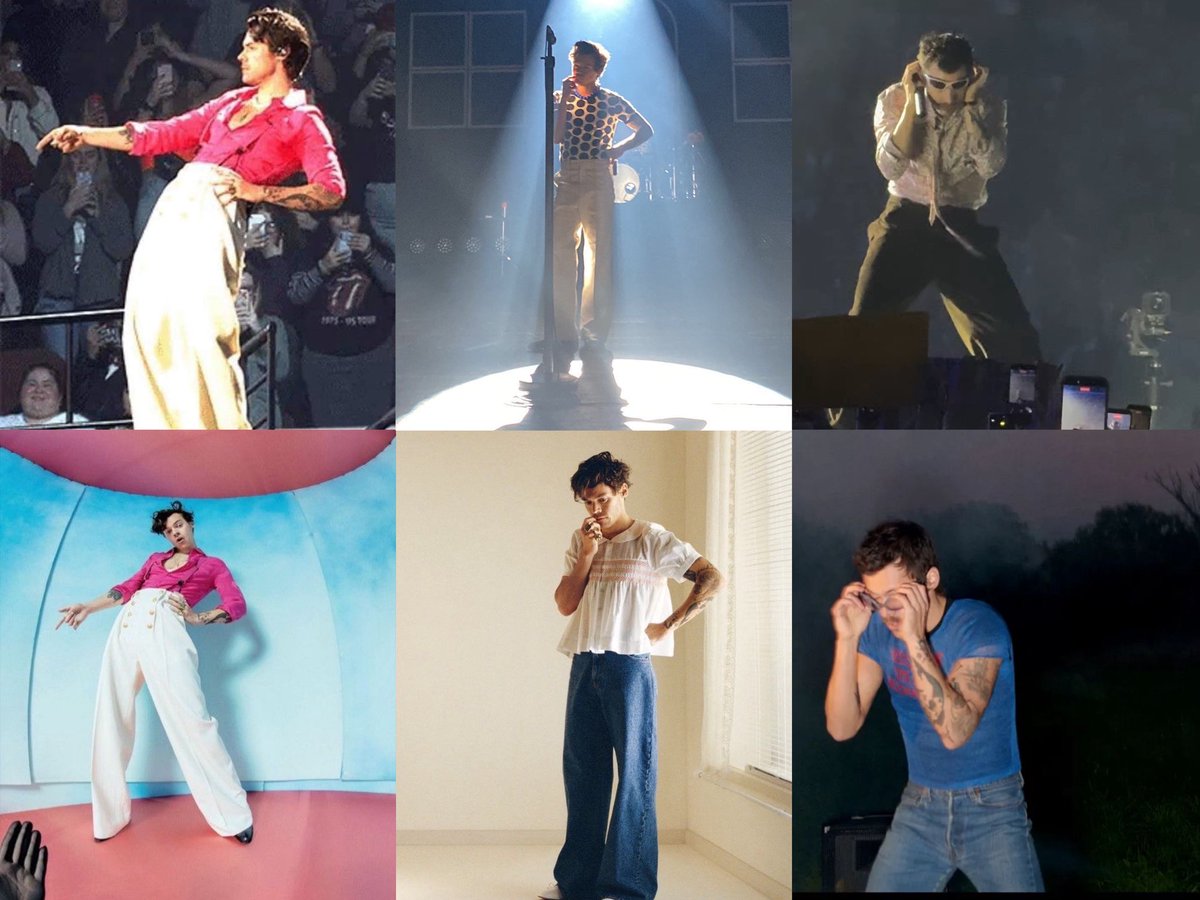 hsgaaay's tweet photo. HARRY STYLES RECREATING HIS ALBUM COVERS ON STAGE https://t.co/5keSk1ZGRS
